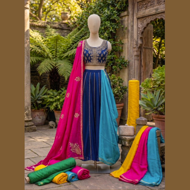 12 Kali with Elastic Lehenga